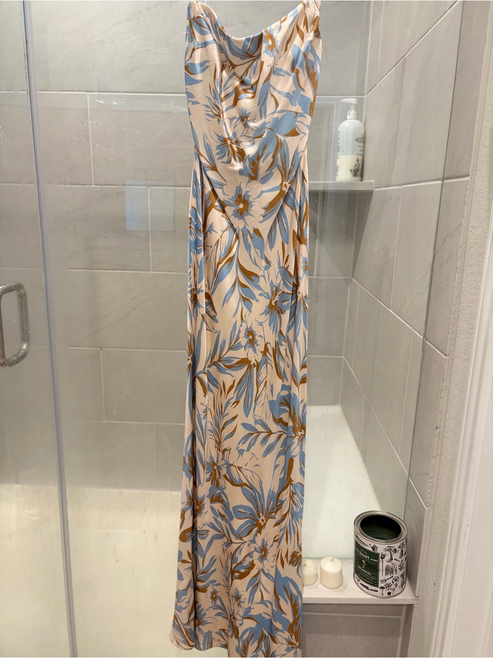 bec + bridge Floral Slip Maxi Dress in Cream, Blue & Tan